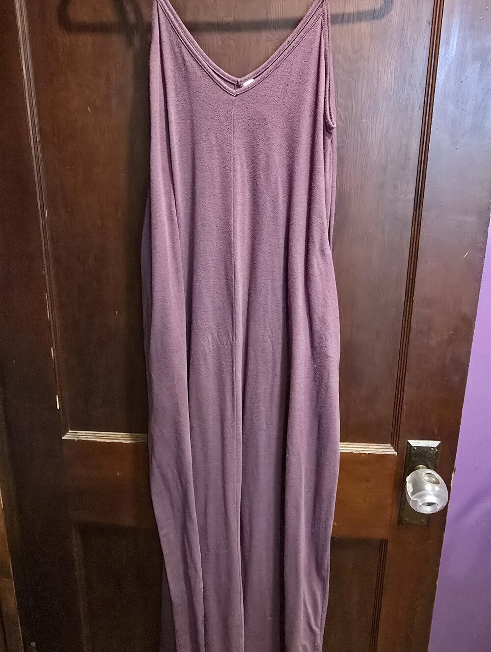 Zenana Outfitters Plum V-Neck Maxi Slip Dress
